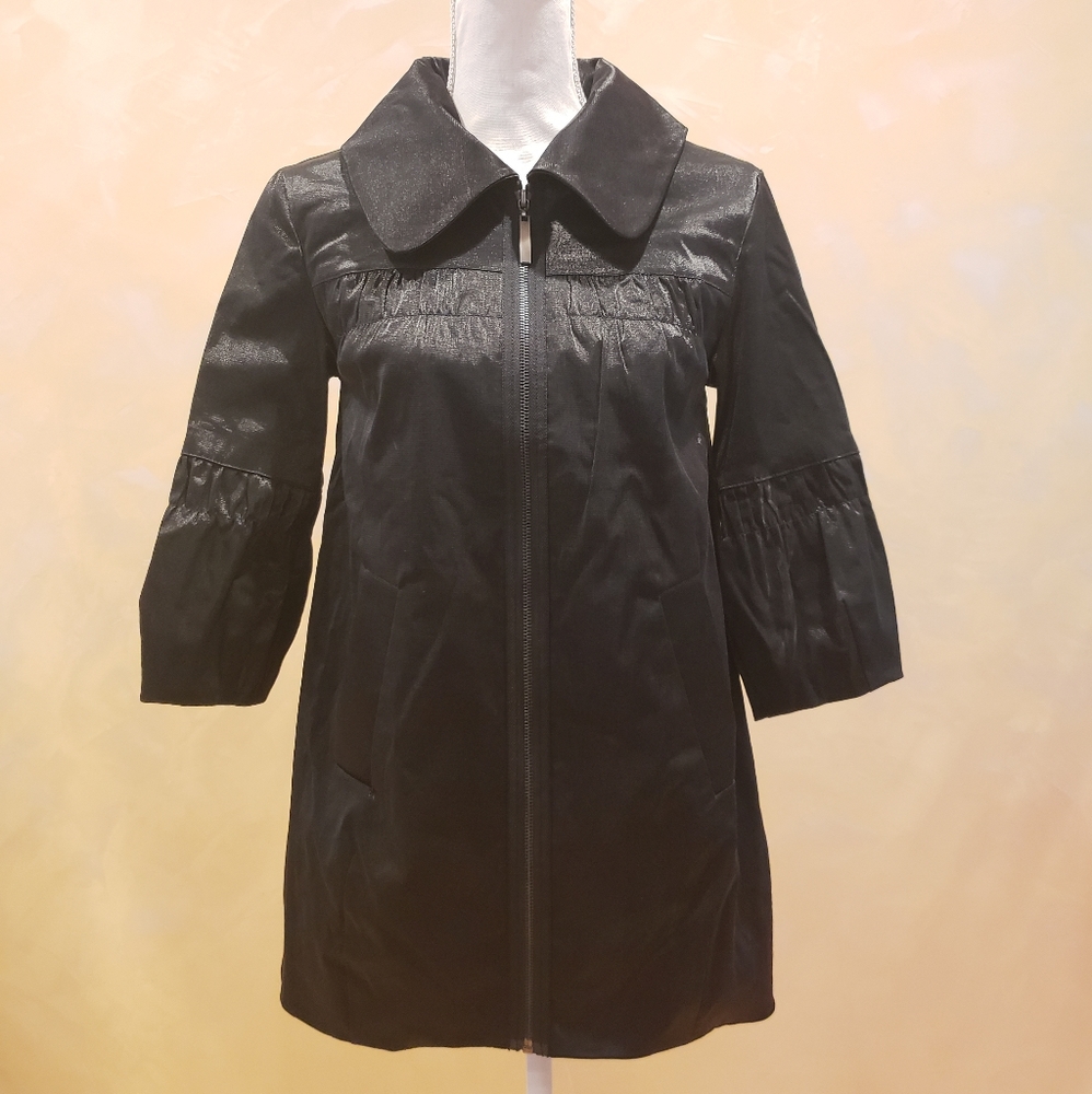 Kensie Black Satin Collared Jacket